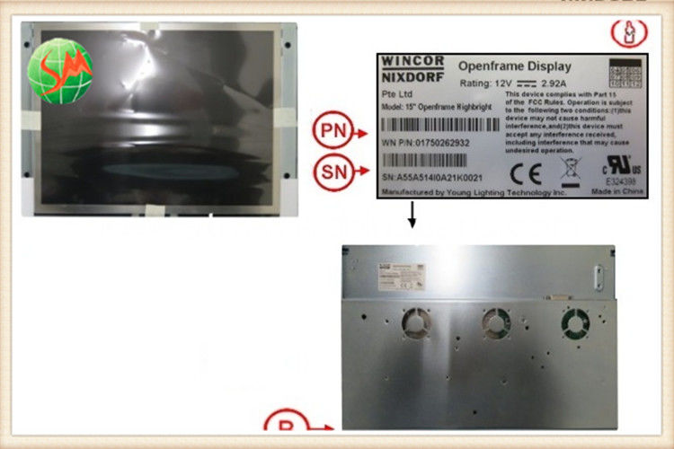 Monitor 15-calowy wyświetlacz Wincor Atm Części 1750262932 Dla Procash 280 285